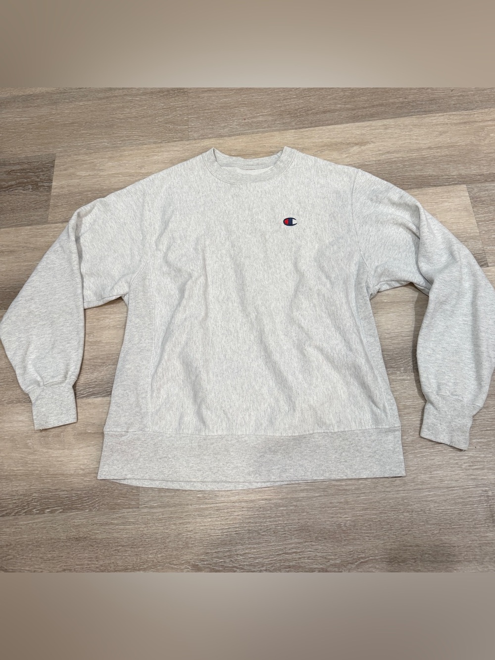 Champion Light Gray Crewneck Sweatshirt with Chest Logo